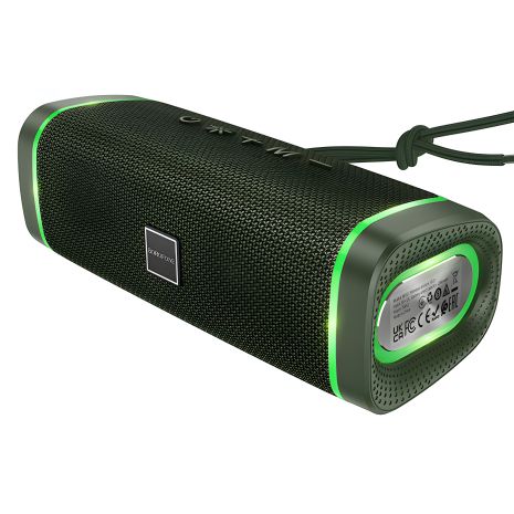 Бездротова колонка Borofone BR32, BT5.3, FM, AUX, USB, TWS, 10W, 1200mAh, 2h зі світломузикою темно-зелена Бездротова колонка Borofone BR32, BT5.3, FM, AUX, USB, TWS, 10W, 1200mAh, 2h зі світломузикою темно-зелена