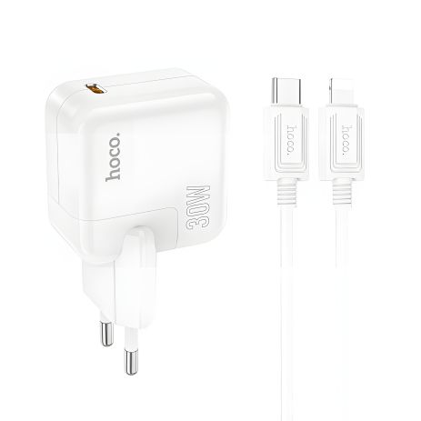 Hoco C112A Advantage Мережний зарядний пристрій PD30W Type-C to Lightning Білий Hoco C112A Advantage Мережний зарядний пристрій PD30W Type-C to Lightning Білий