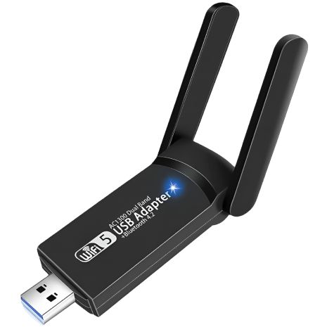 Двухдиапазонный сетевой USB Wi-Fi + Bluetooth адаптер Addap UWA-07, беспроводная сетевая карта, 2.4/5GHz, 1300 Mbps