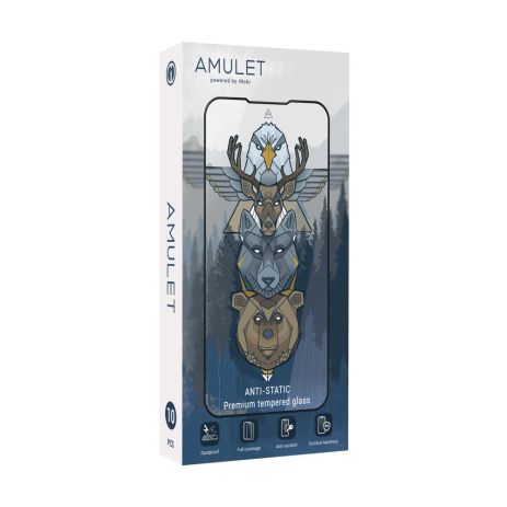 BOX 10 шт Захисне скло AMULET 2.5D HD Antistatic for iPhone 12/12 Pro Чорний BOX 10 шт Захисне скло AMULET 2.5D HD Antistatic for iPhone 12/12 Pro Чорний
