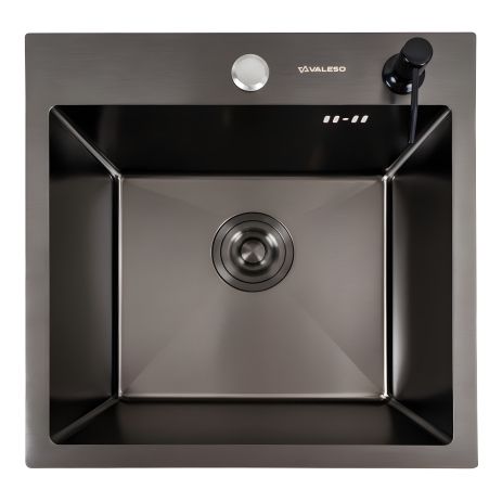 Кухонна мийка 45х45 Valeso PVD покриття чорна (сифон круглий 3,0/0,8) Кухонна мийка 45х45 Valeso PVD покриття чорна (сифон круглий 3,0/0,8)