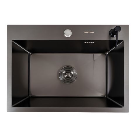 Кухонная мойка Valeso Handmade 58*43 PVD черная (сифон круглый, 3,0/0,8)