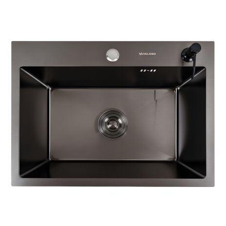 Кухонная мойка Valeso Handmade 58*43 PVD черная (сифон круглый, 3,0/0,8)