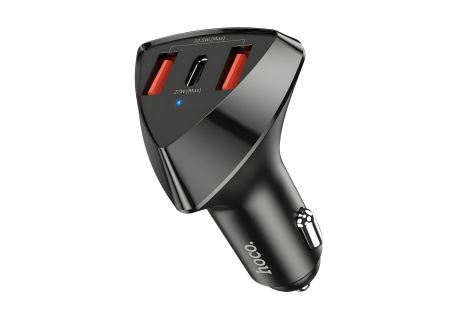 Автомобільний зарядний пристрій Hoco DZ10 2 USB/Type-C PD 27W QC black Автомобільний зарядний пристрій Hoco DZ10 2 USB/Type-C PD 27W QC black