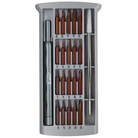 Набір інструментів Kaisi K-3022B з високоміцної сталі S2 (ручка, 20 біт, пінцет)