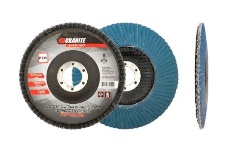 Шліфувальний диск пелюстковий конусний ZIRCONIA Т29 зерно 120 125×22 мм MASTERTOOL 8-32-120