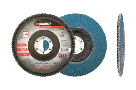 Диск шлифовальный лепестковый конусный ZIRCONIA Т29 зерно 120 125×22 мм MASTERTOOL 8-32-120