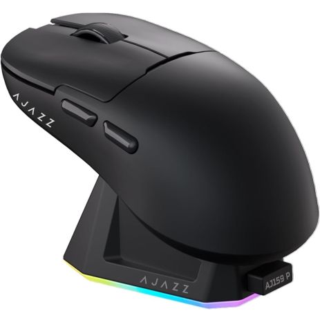 Бездротова легка магнітна миша Ajazz AJ159P PAW3395 2.4G 26000 DPI RGB Чорна