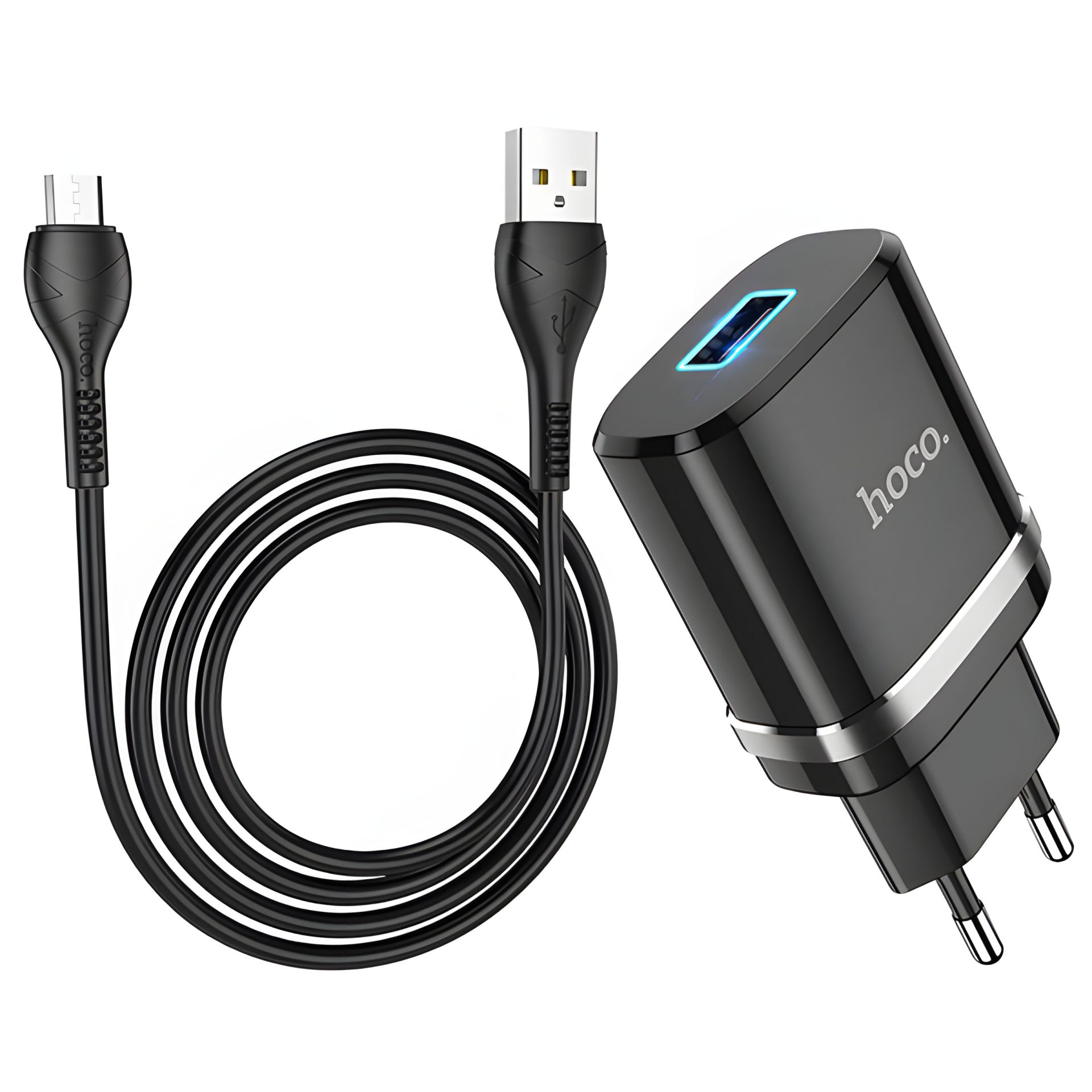 Сетевое зарядное устройство Hoco N1 USB черное + кабель USB to MicroUSB Сетевое зарядное устройство Hoco N1 USB черное + кабель USB to MicroUSB
