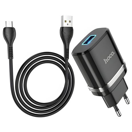 Hoco N1 черное USB зарядное устройство + USB to MicroUSB кабель Hoco N1 черное USB зарядное устройство + USB to MicroUSB кабель