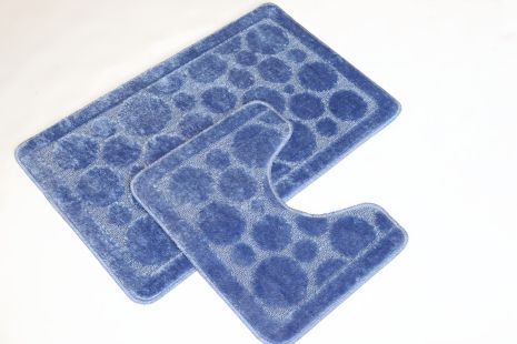 Набір килимків у ванну та туалет Vonaldi 100*60 см та 50*60 см blue 11044