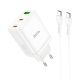 Сетевое зарядное устройство Hoco N33 USB/ 2 Type-C PD 35W белое + кабель Type-C to Type-C Сетевое зарядное устройство Hoco N33 USB/ 2 Type-C PD 35W белое + кабель Type-C to Type-C