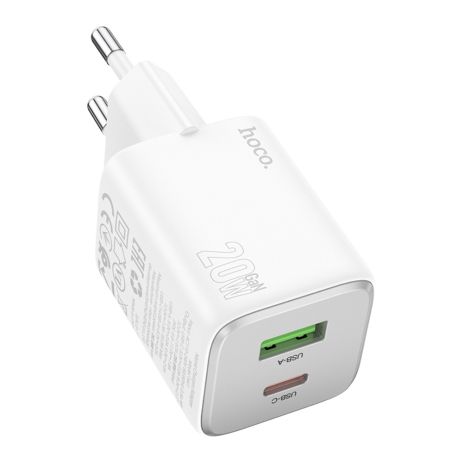 Сетевое зарядное устройство Hoco N41 USB/ Type-C PD QC white