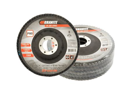 Шлифовальный диск лепестковый конусный ZIRCONIA Т29 зерно 80 125×22 мм 5 шт MASTERTOOL 8-32-080PC