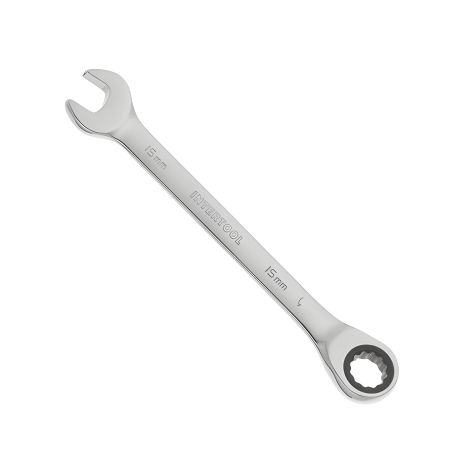 Комбинированный ключ 15 мм с трещоткой, Cr-V, профессиональный, DIN3113 INTERTOOL XT-1355 Комбинированный ключ 15 мм с трещоткой, Cr-V, профессиональный, DIN3113 INTERTOOL XT-1355