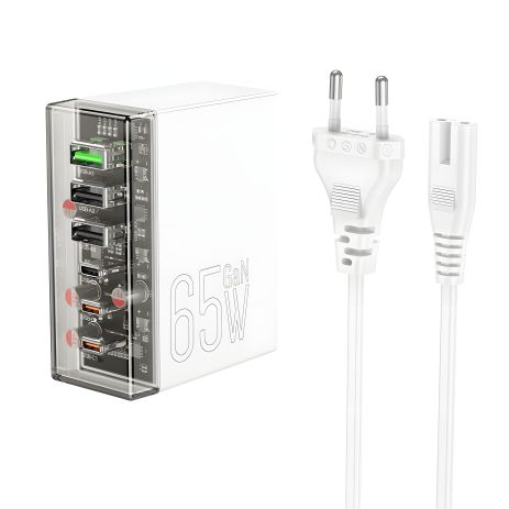 Зарядное устройство Hoco N36 с 3xUSB/3xType-C PD 65W белое Зарядное устройство Hoco N36 с 3xUSB/3xType-C PD 65W белое