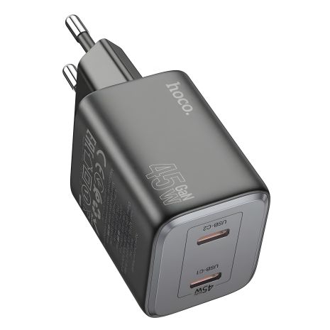 Сетевое зарядное устройство Hoco N42 2 Type-C PD 45W black Сетевое зарядное устройство Hoco N42 2 Type-C PD 45W black
