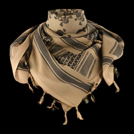 Арафатка шемаг "Корсар" з черепами пісочно-чорна 100% бавовна 105х105 см