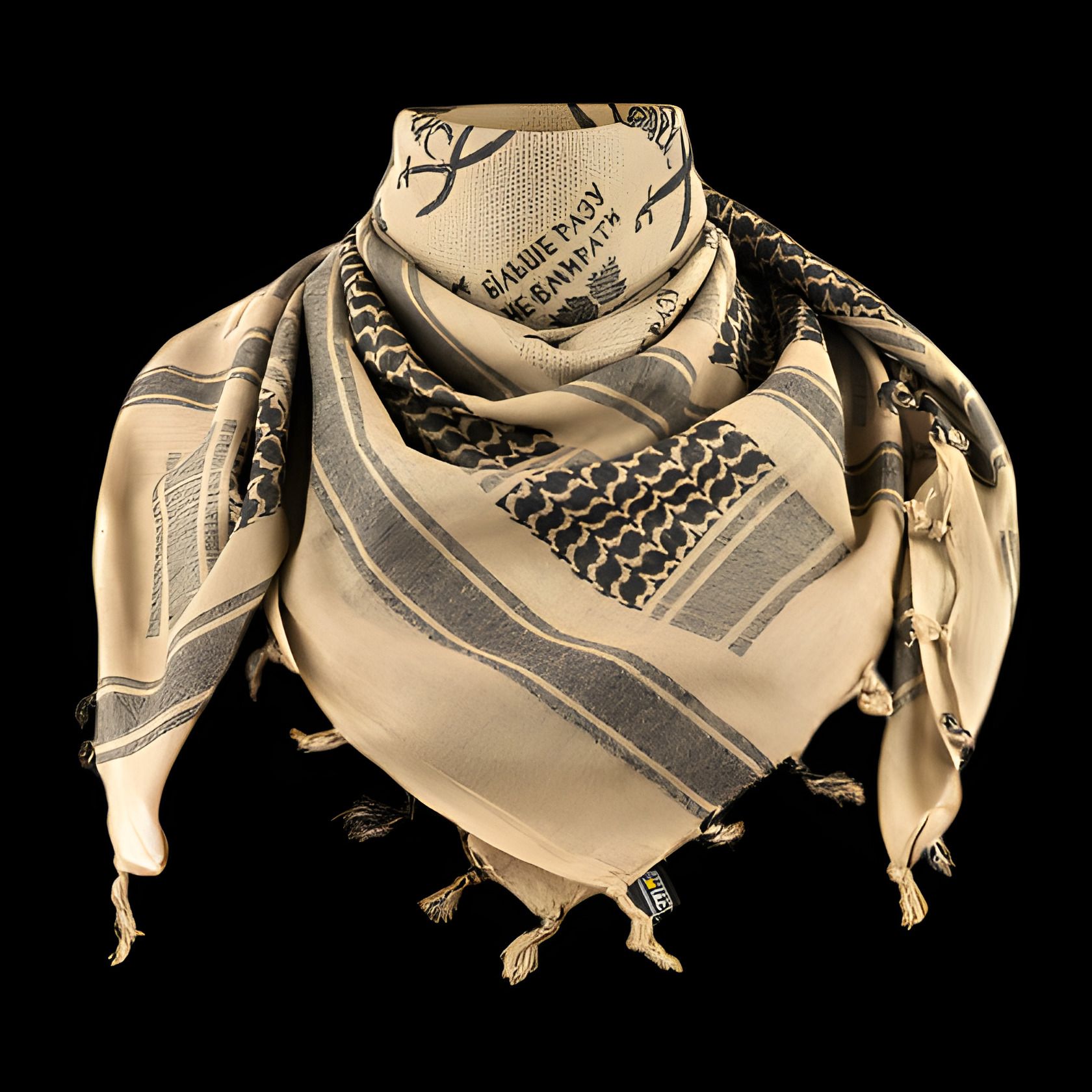 Арафатка шемаг "Сич" песочно-черного цвета 100% хлопок 105х105 см Арафатка шемаг "Сич" песочно-черного цвета 100% хлопок 105х105 см