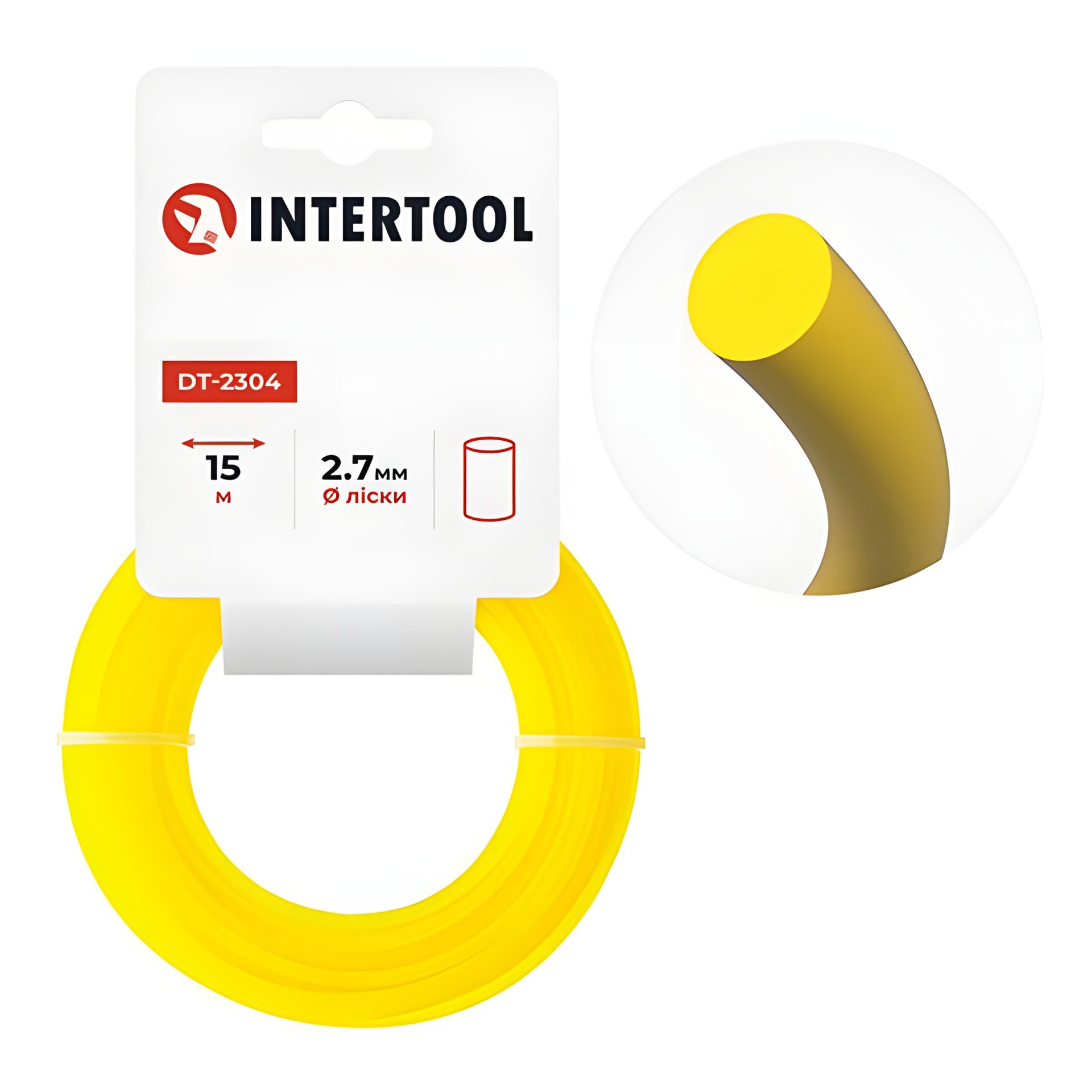 Лiска для тримера "коло" Ø2.7мм x 15м від INTERTOOL DT-2304 Лiска для тримера "коло" Ø2.7мм x 15м від INTERTOOL DT-2304