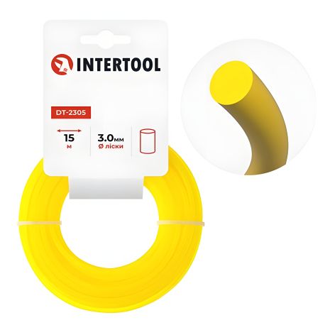 Лiска для тримера "коло", 3.0 мм x 15 м INTERTOOL DT-2305