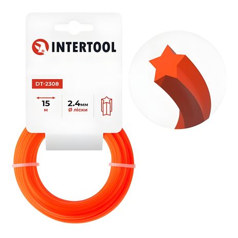 Леска для триммера "звезда", 2.4 мм*15 м INTERTOOL DT-2308