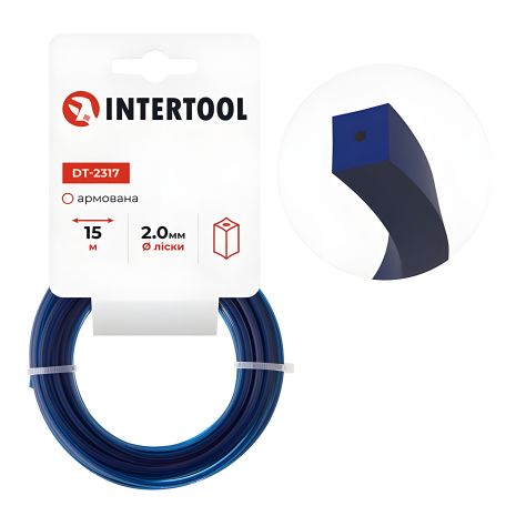 Армована ліска для тримера "квадрат" від INTERTOOL, розміром 2.0 мм x 15 м (DT-2317)