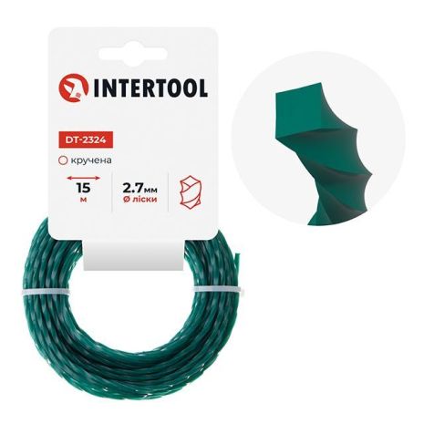 Лiска для тримера "квадрат" кручена, 2.7 мм x 15 м INTERTOOL DT-2324