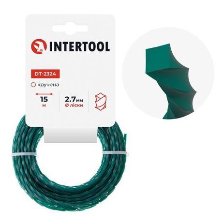 Лiска для тримера "квадрат" кручена, 2.7 мм x 15 м INTERTOOL DT-2324