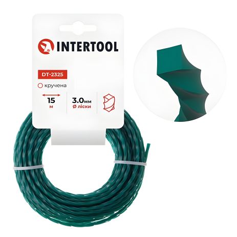 Тримерна ліска "квадрат" кручена, 3.0 мм x 15 м INTERTOOL DT-2325