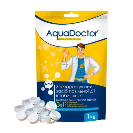 Хлор для басейну 3 в 1 AquaDoctor MC-T 1 кг (в таблетках по 20г)