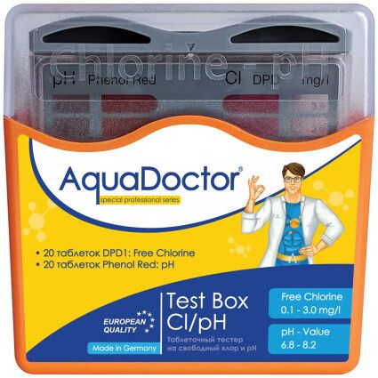 Тестер для басейну Cl/pH AquaDoctor Test Box таблетками