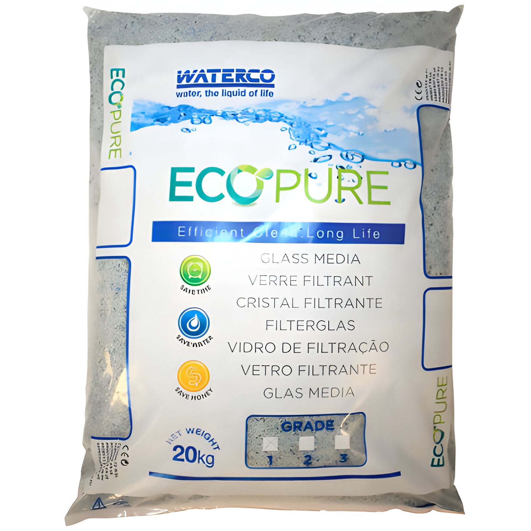 Пісок для фільтру басейна скляний Waterco EcoPure 0.5-1.0 мм (20 кг) Пісок для фільтру басейна скляний Waterco EcoPure 0.5-1.0 мм (20 кг)