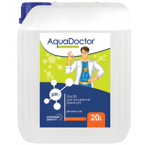 AquaDoctor pH Minus HL 20л (Соляна 14%) | Засіб для зниження рівня РН води в басейні
