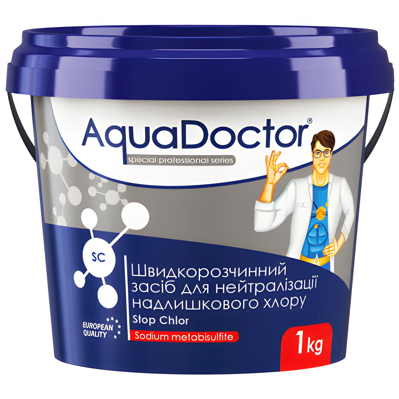 Засіб для нейтралізації надлишкового хлору в басейні AquaDoctor SC Stop Chlor 1 кг Засіб для нейтралізації надлишкового хлору в басейні AquaDoctor SC Stop Chlor 1 кг