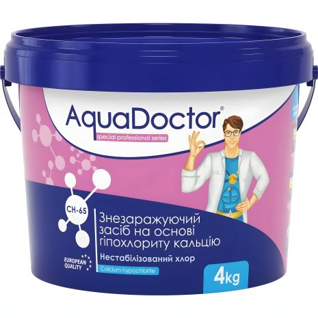 Дезінфектант на основі гіпохлориту кальцію AquaDoctor CH-65 4 кг Дезінфектант на основі гіпохлориту кальцію AquaDoctor CH-65 4 кг