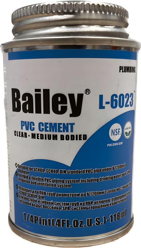 Клей Bailey L-6023 для труб ПВХ 118 мл Клей Bailey L-6023 для труб ПВХ 118 мл