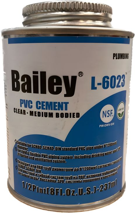 Трубний ПВХ клей Bailey L-6023, 237 мл Трубний ПВХ клей Bailey L-6023, 237 мл