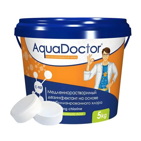 Медленнорастворяющийся хлор для бассейна AquaDoctor C-90T 5 кг (таблетки)
