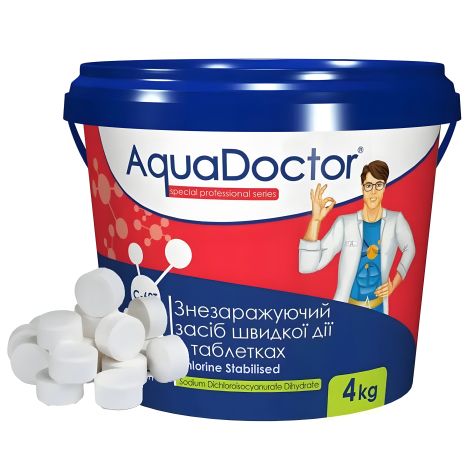 Шок хлор для бассейнов AquaDoctor C-60T, таблетки 4 кг