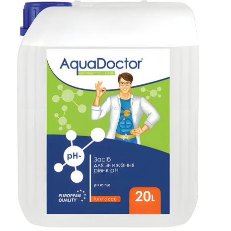 AquaDoctor 20 л (с содержанием серной кислоты 35%) | Жидкое средство для снижения уровня pH бассейна AquaDoctor 20 л (с содержанием серной кислоты 35%) | Жидкое средство для снижения уровня pH бассейна