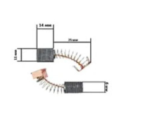Щетки электроинструмента 6*11*14 внутренний фиксатор широкий 1 рез K