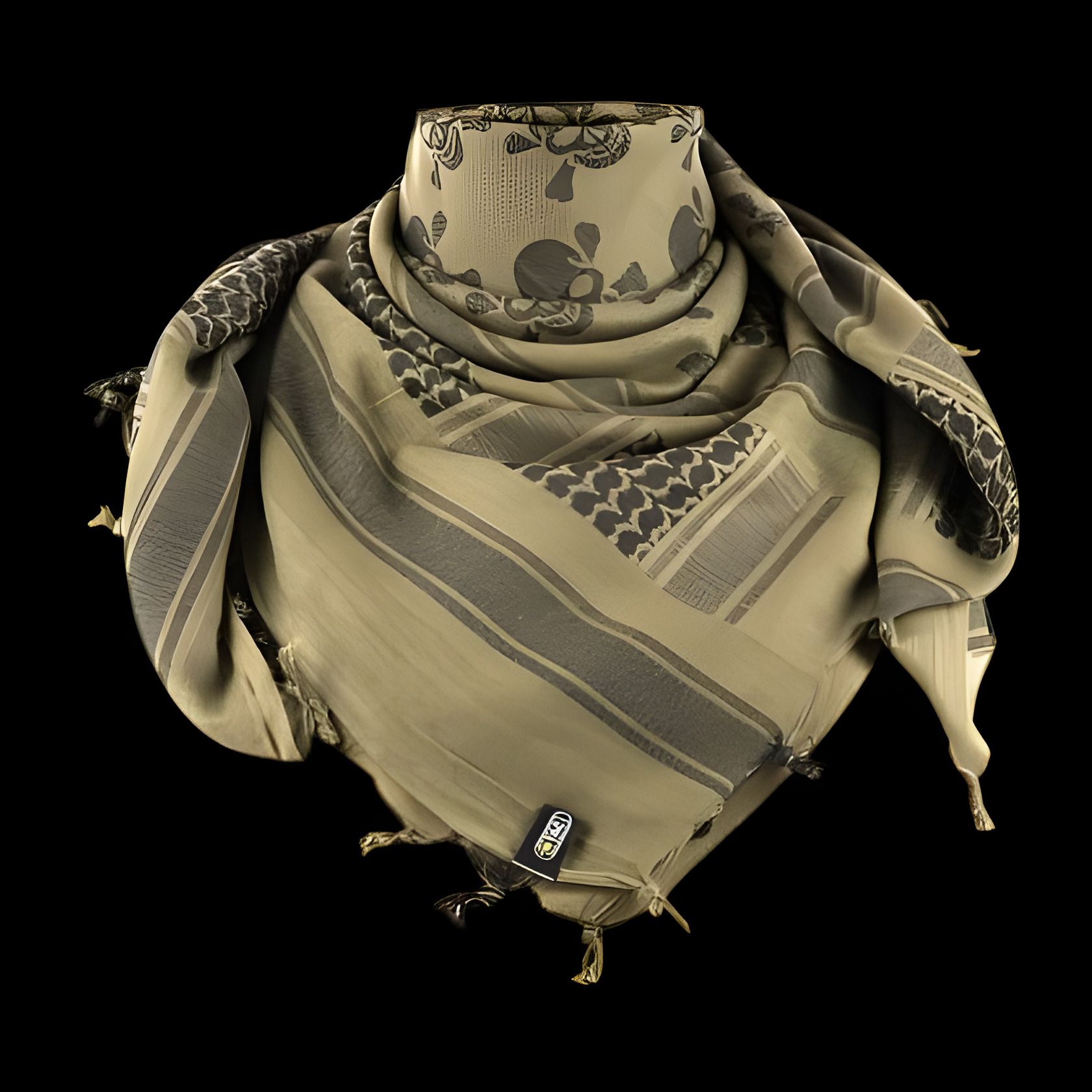 Арафатка шемаг черепа "Корсар" олива-чёрная 100% хлопок 105х105 см Арафатка шемаг черепа "Корсар" олива-чёрная 100% хлопок 105х105 см