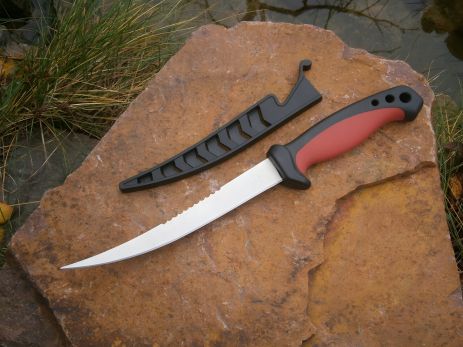 Рибальський ніж Щука в ножнах 29 см червоно-чорний Рибальський ніж Щука в ножнах 29 см червоно-чорний