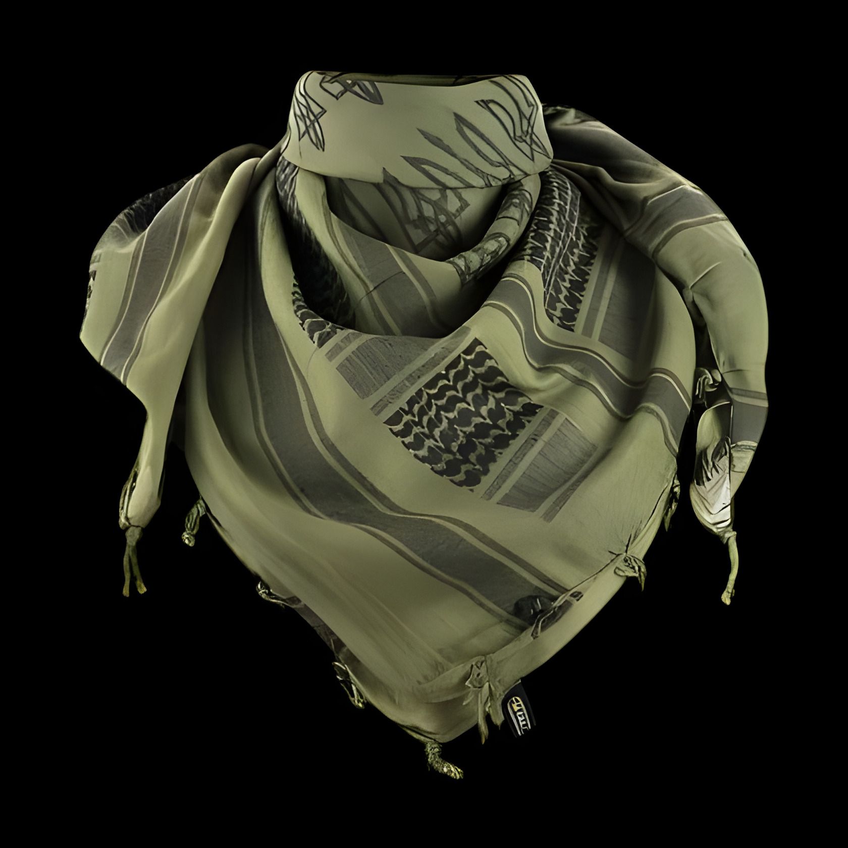 Арафатка шемаг "Тризуб" оливково-чорна, 100% бавовна, 105х105 см Арафатка шемаг "Тризуб" оливково-чорна, 100% бавовна, 105х105 см