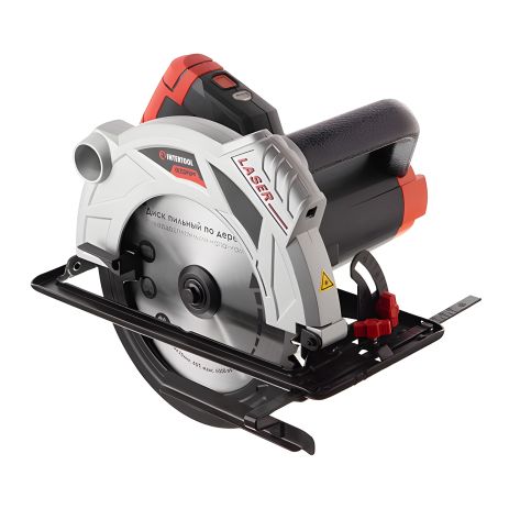 Дискова пила 1,8 кВт, 5000 об/хв, кут 90°-45°, глибина розпилу 73-48 мм, диск 210×30 мм, 40 зубів, лазер INTERTOOL WT-0621