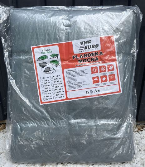 Тент 6х10 м срібно-темно зелений 90г/м2 VMF EURO Plandeka Польща