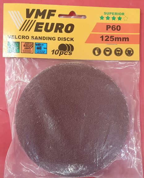 101133 Шліфувальний диск на липучці VMF EURO Superior Velcro 125мм. P60 (10шт.)