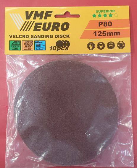 101134 Шліфувальний диск на липучці VMF EURO Superior Velcro 125мм. P80 (10 шт.)