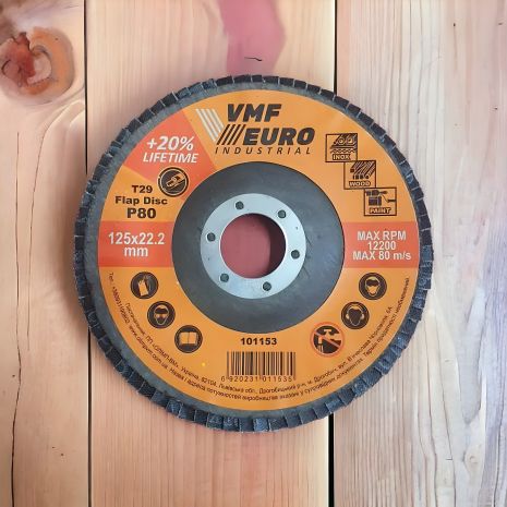 101155 Диск пелюстковий цирконієвий VMF EURO Superior 125мм. зерно P120 101155 Диск пелюстковий цирконієвий VMF EURO Superior 125мм. зерно P120